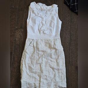 White Ruffled Sleeveless Dress the Loft size 4P